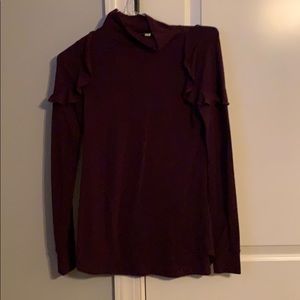 Loft turtleneck sweater with ruffle shoulder